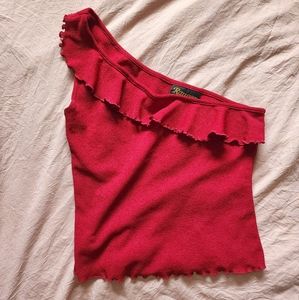 Red One Shoulder Top